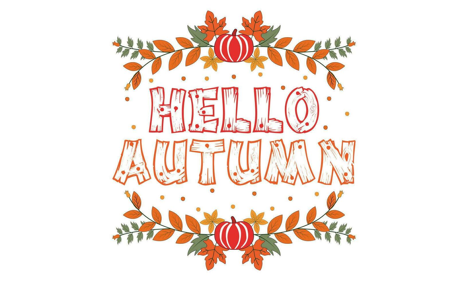 Hello autumn vector background design with autumn typography and maple leaves in textured background for fall season greetings design. Vector illustration.