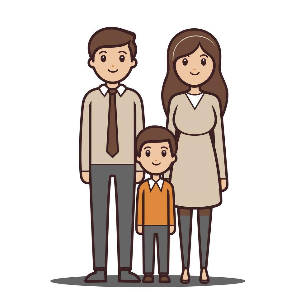 A Heterosexual Family Isolated on a White Background - Miminalist Design vector