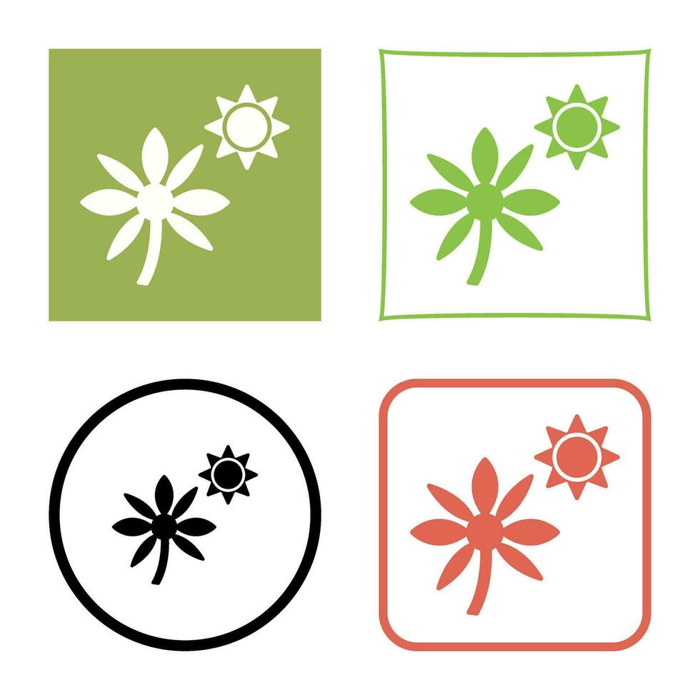 flor en icono de vector de luz solar