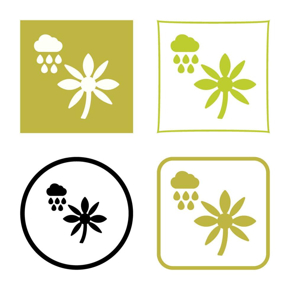 Flower with rain Vector Icon