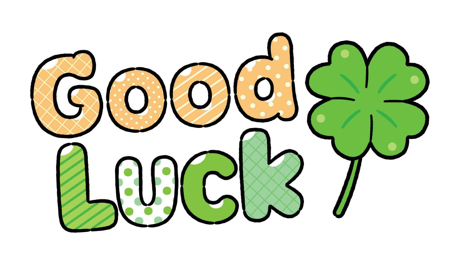 Cute word 'Good Luck' Cartoon style, Vector illustration. 25894558
