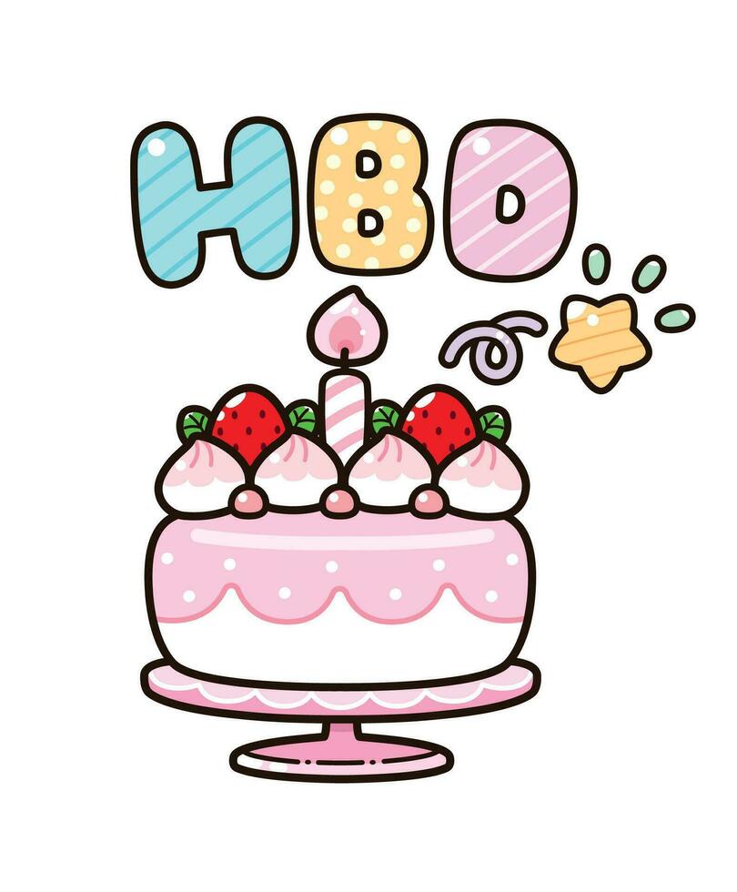 Cute word 'Happy Birthday' style cartoon, Vector illustration.