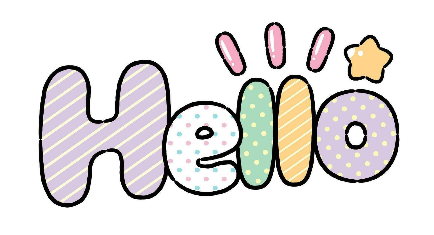 Cute word 'Hello' Cartoon style, Vector illustration.