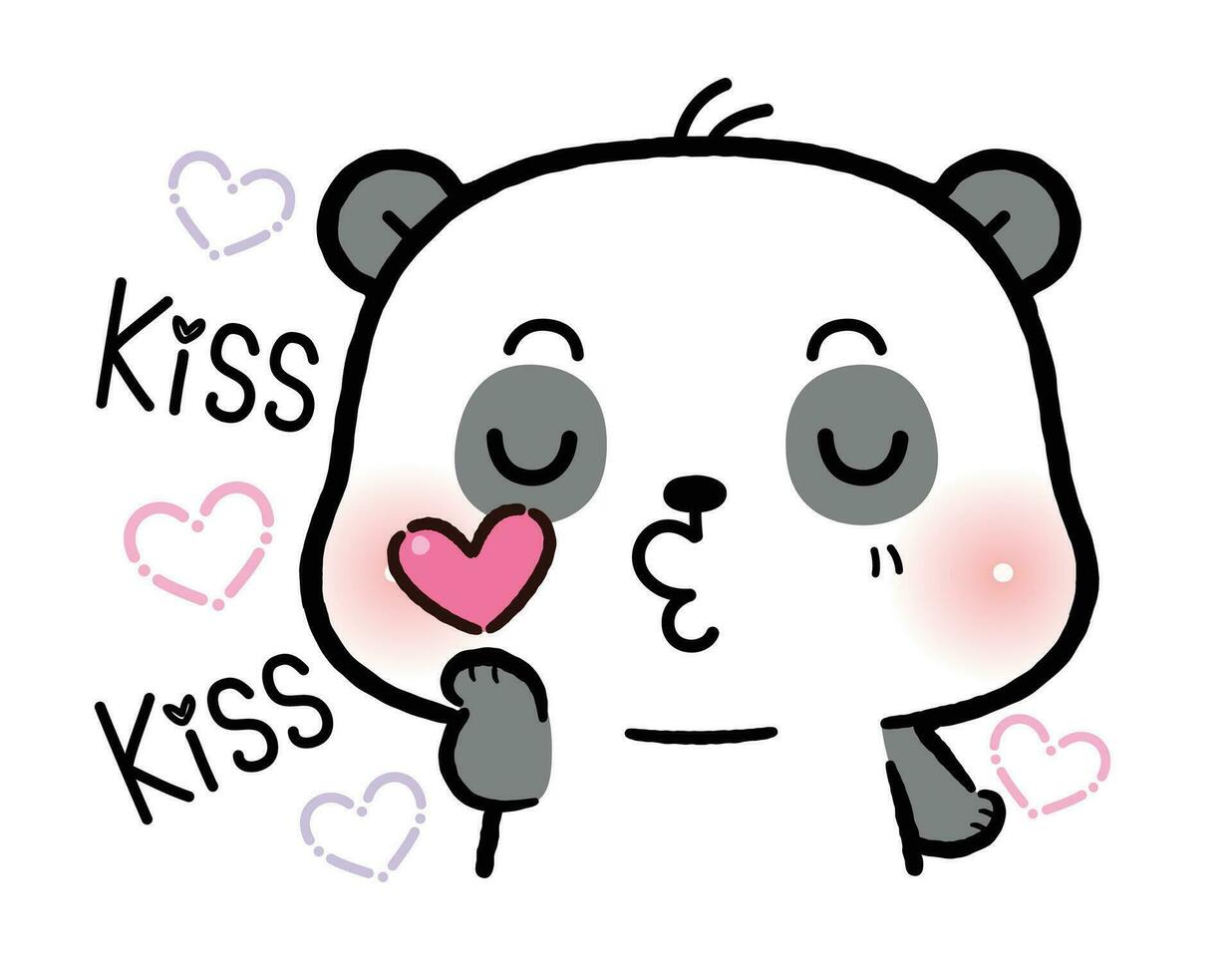 linda pequeño panda enviando beso. plano dibujos animados estilo. vector