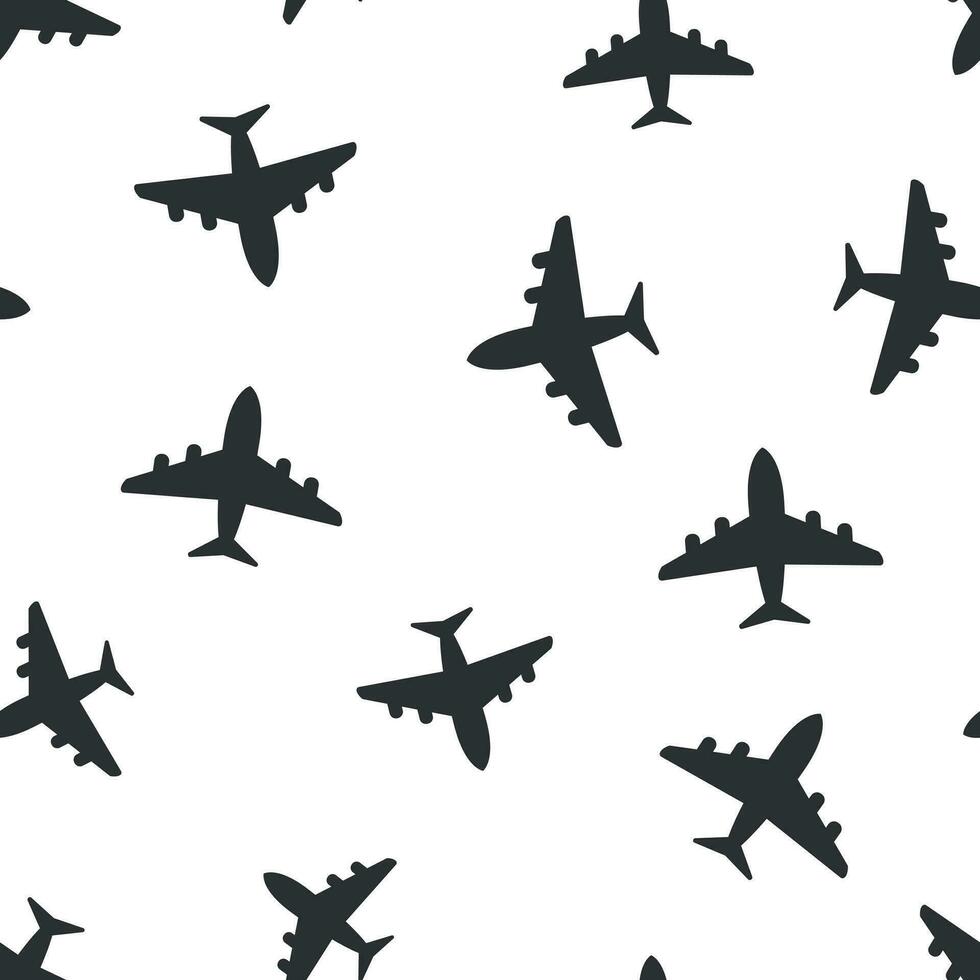 Airplane seamless pattern background icon. Flat vector illustration. Plane sign symbol pattern.