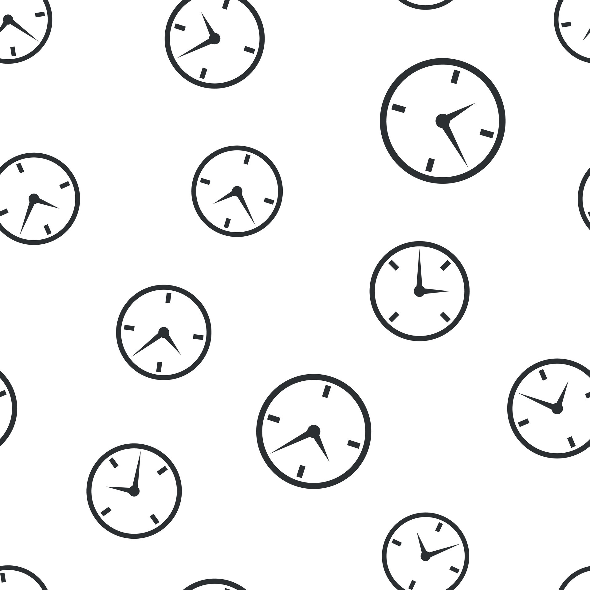 Alarm clock seamless pattern background icon. Business flat vector