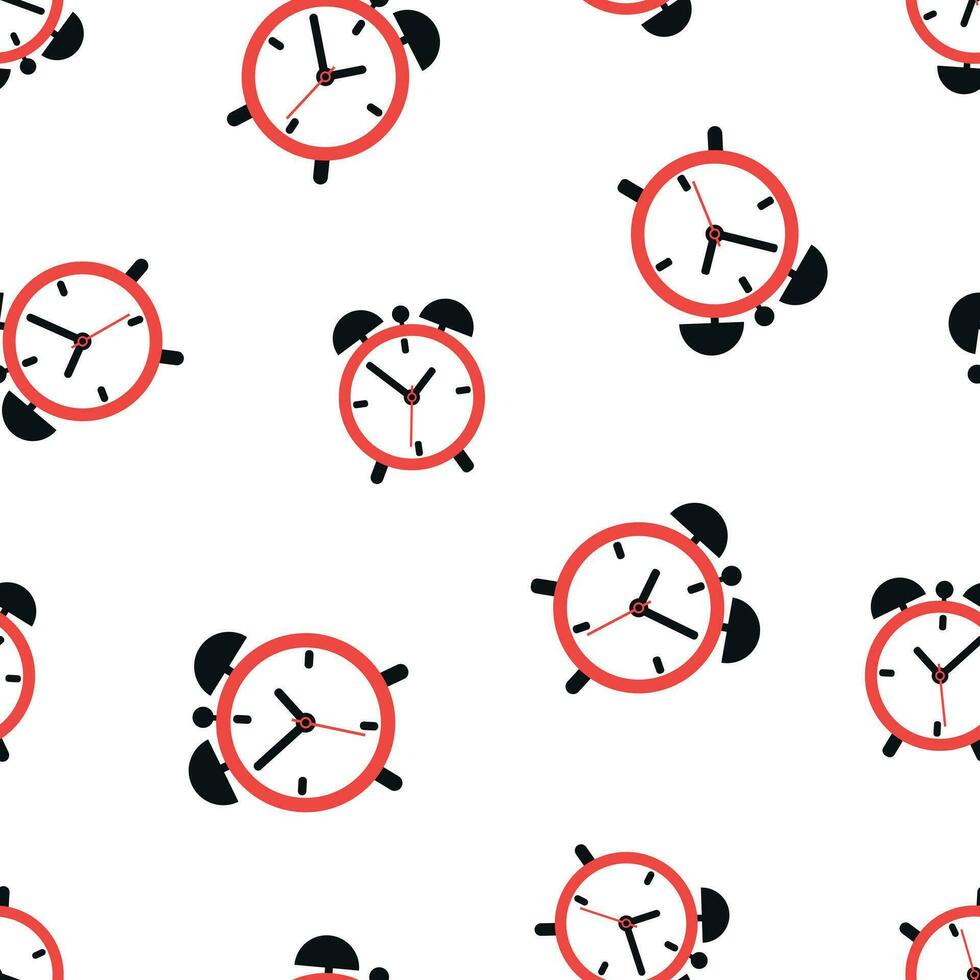 Alarm clock seamless pattern background icon. Business flat vector illustration.  Clock time sign symbol pattern.