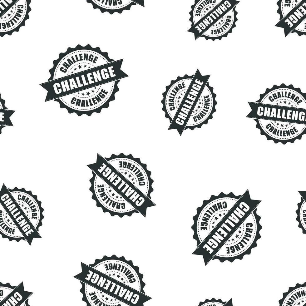 Challenge rubber stamp seamless pattern background. Business concept vector illustration. Challenge badge symbol pattern.