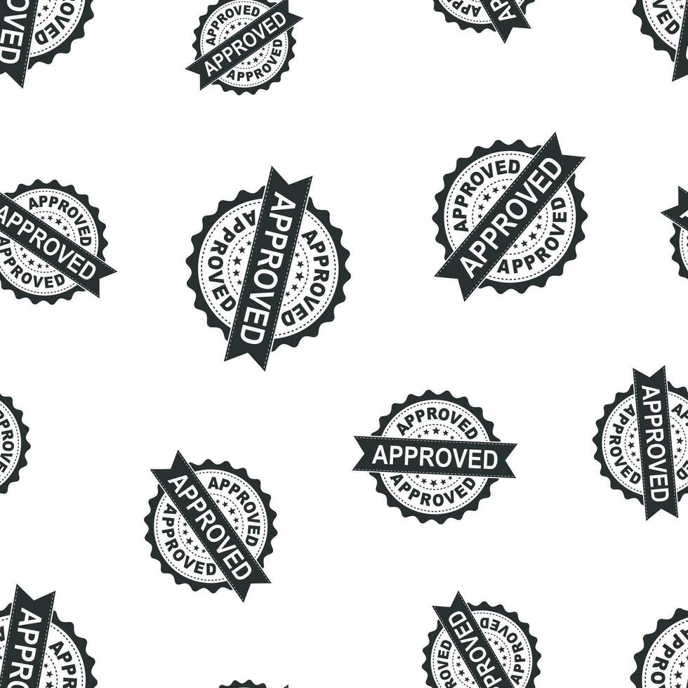 Approved seal stamp seamless pattern background. Business concept vector illustration. Approve accepted badge symbol pattern.