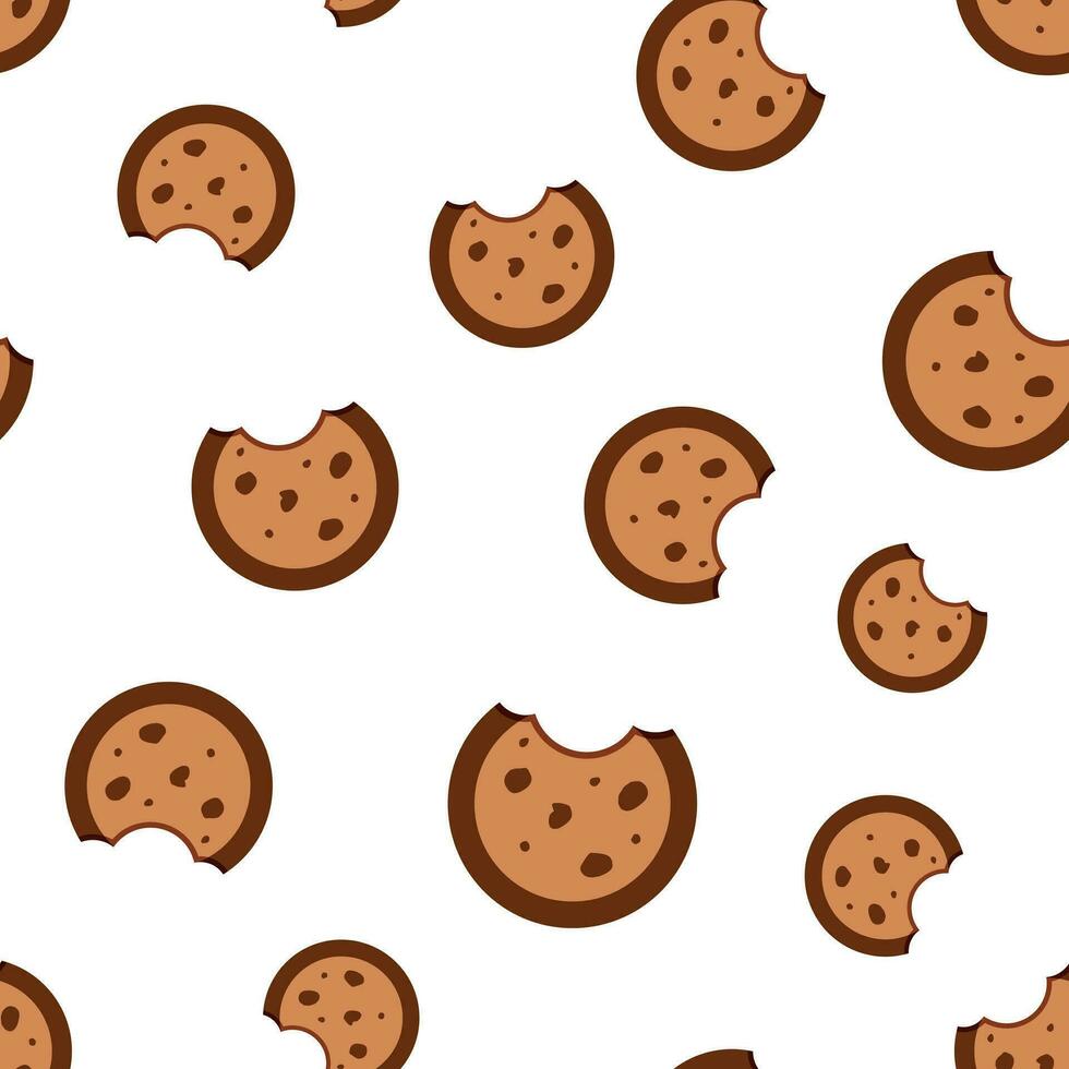Cookie seamless pattern background. Business concept vector illustration. Chip biscuit dessert food symbol pattern.