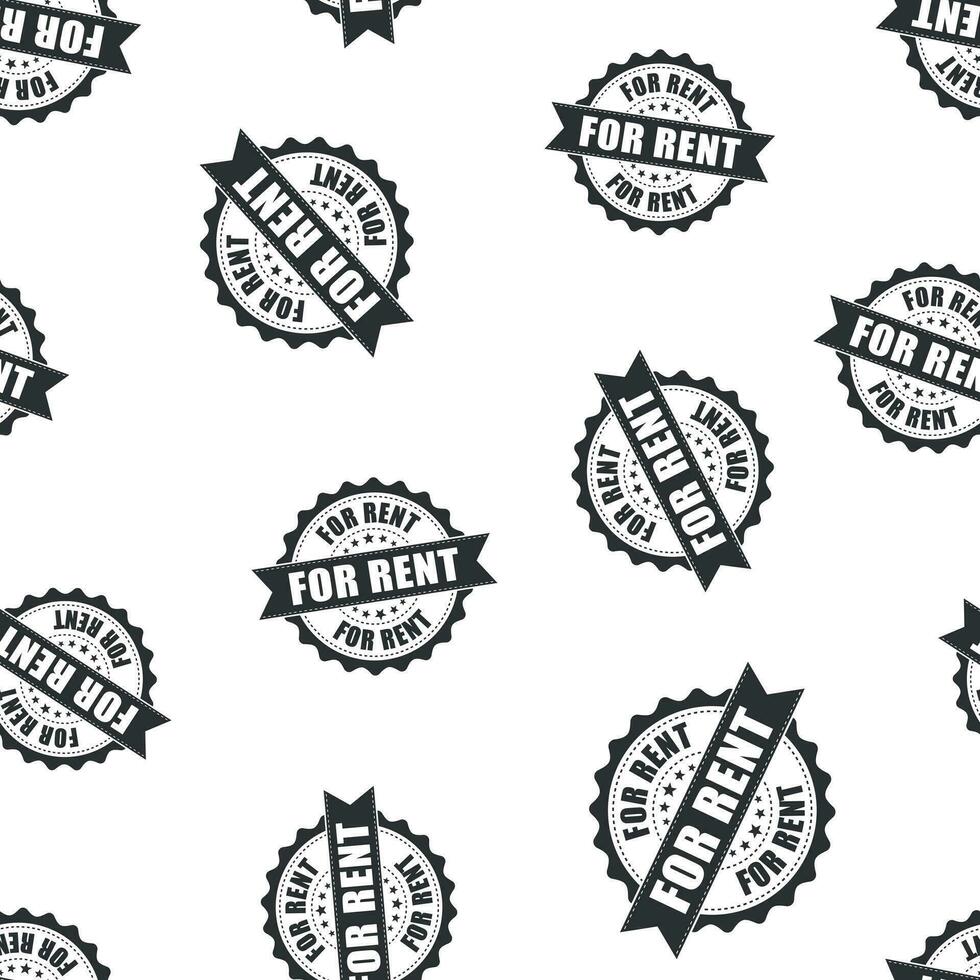 For rent rubber stamp seamless pattern background. Business concept vector illustration. For rent badge symbol pattern.