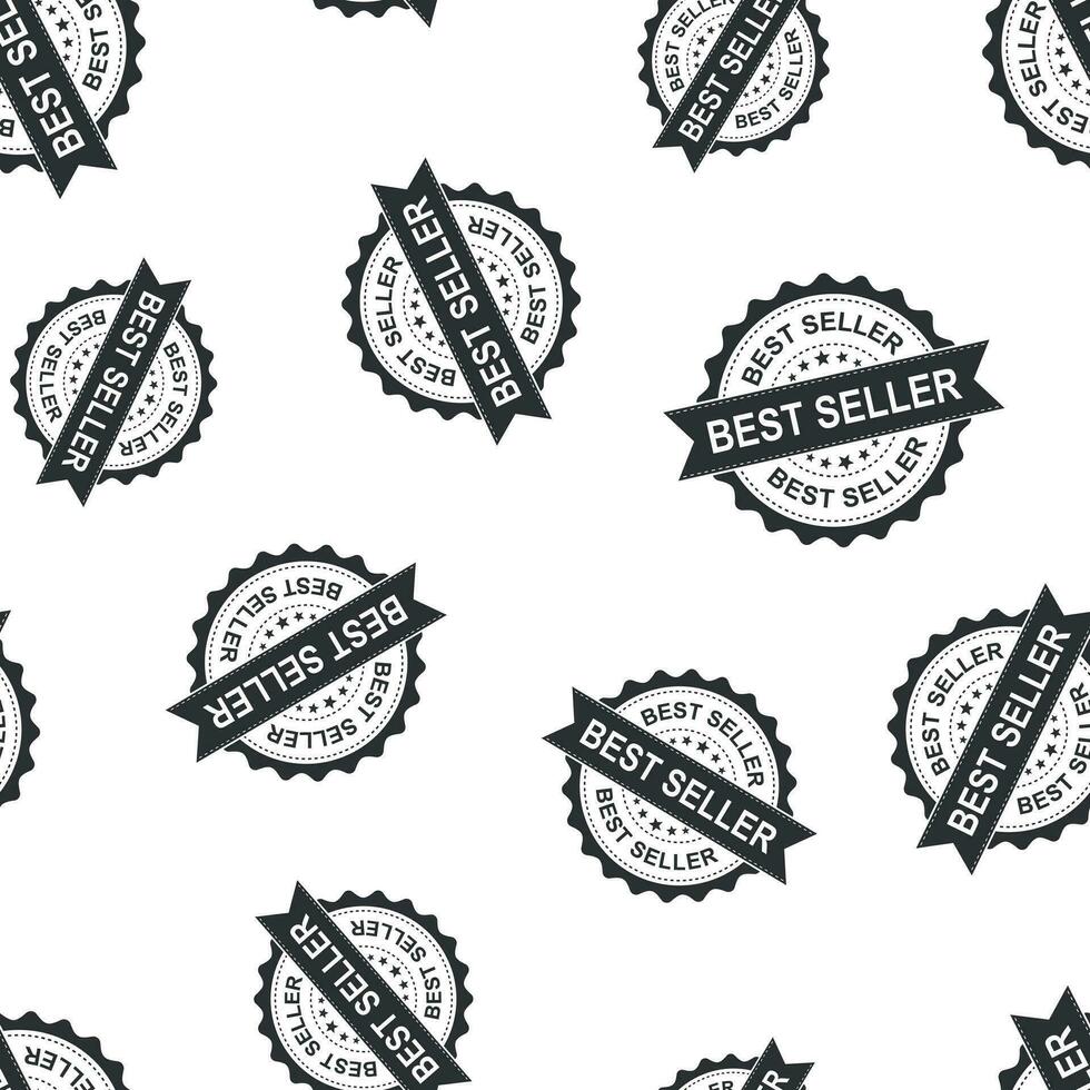 Best seller seal stamp seamless pattern background. Business concept vector illustration. Bestseller badge symbol pattern.