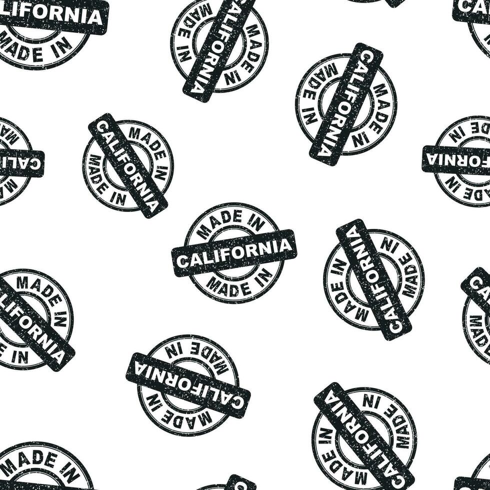 Made in California stamp seamless pattern background. Business flat vector illustration. Manufactured in California symbol pattern.
