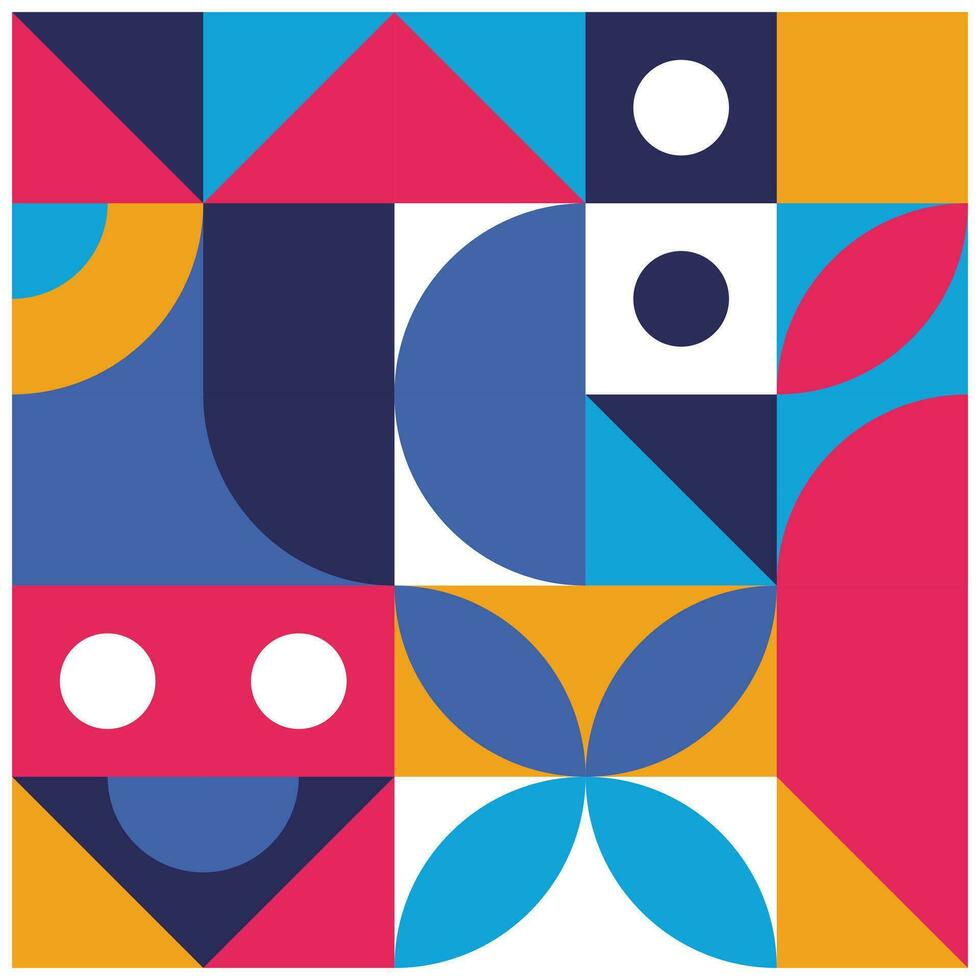 Geometric wallpapers. Abstract background with patterns of circles, squares, triangles, and other geometric shapes in bright colors. Editable geometric illustration wallpaper. vector