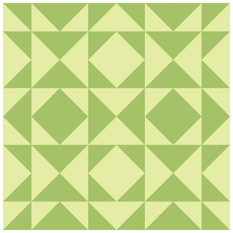 Green triangle isolated on a light green background. Abstract background with triangle pattern vector