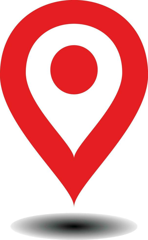 Red map pin icon on white background. Vector illustration. Location pin icon on simple maps or GPS in flat vector format. Eps 10