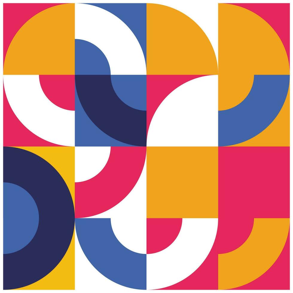Geometric wallpapers. Abstract background with patterns of circles, squares, triangles, and other geometric shapes in bright colors. Editable geometric illustration wallpaper. vector