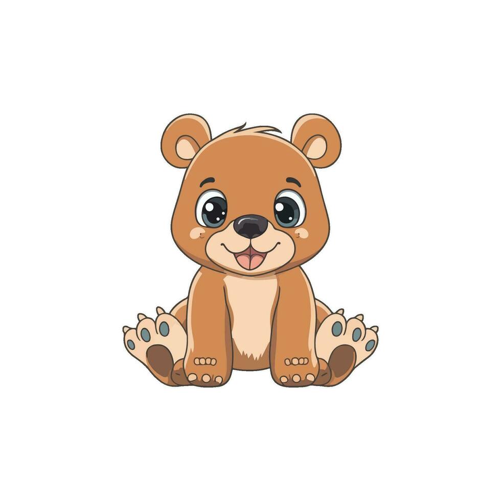 linda pequeño oso sentado en blanco antecedentes vector