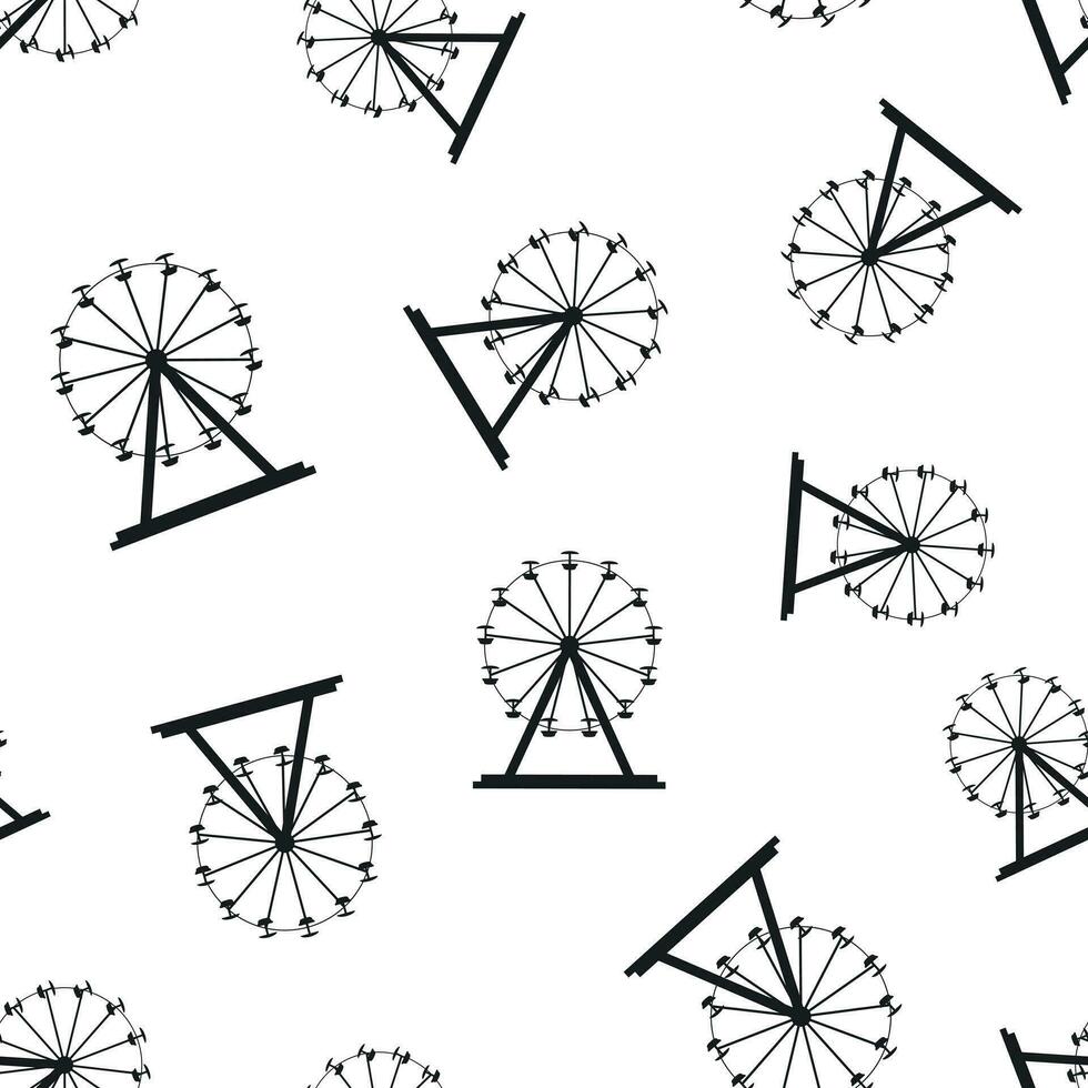 Ferris wheel seamless pattern background. Business flat vector illustration. Carousel amusement ride sign symbol pattern.