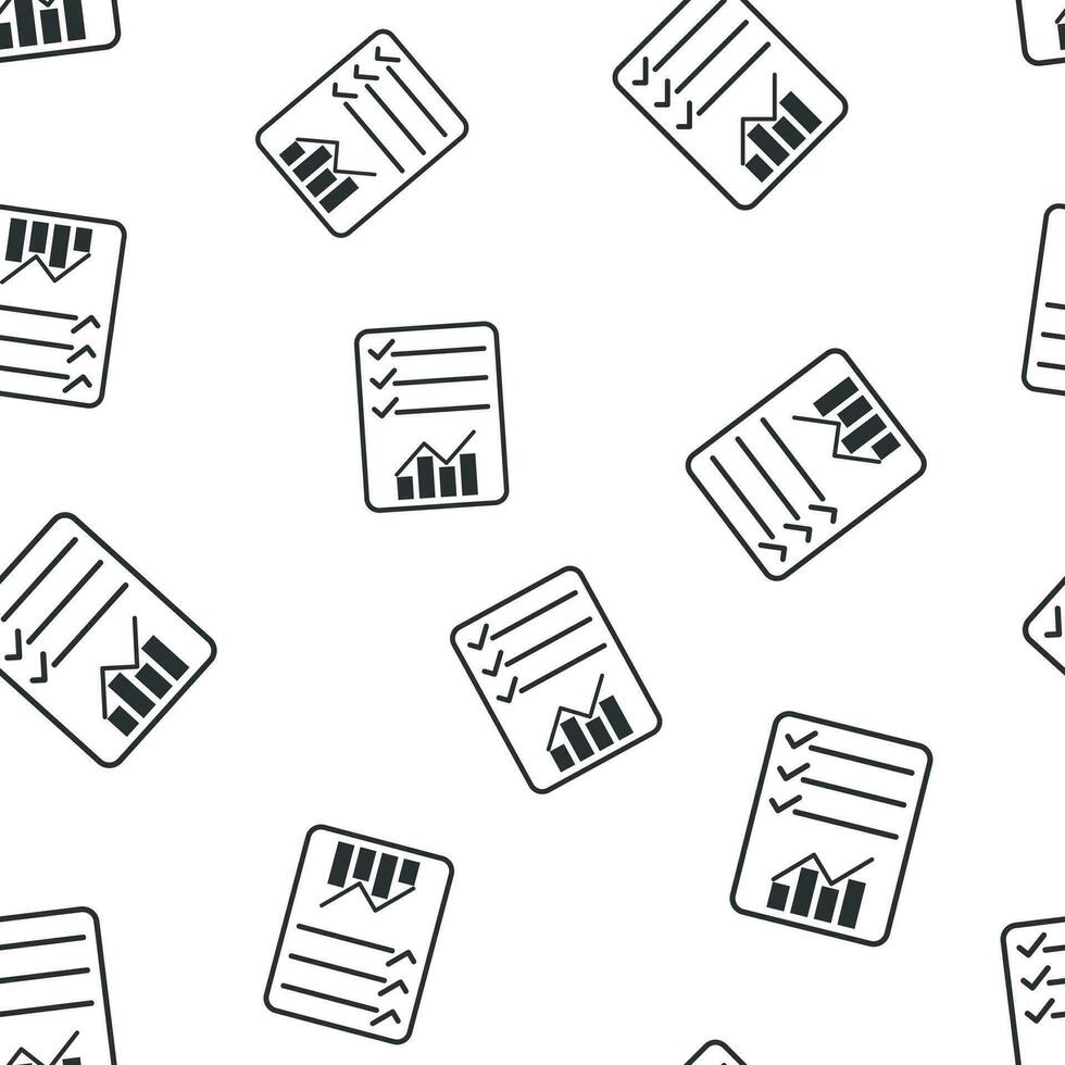 Business report seamless pattern. Business concept document pictogram. Vector illustration on white background.