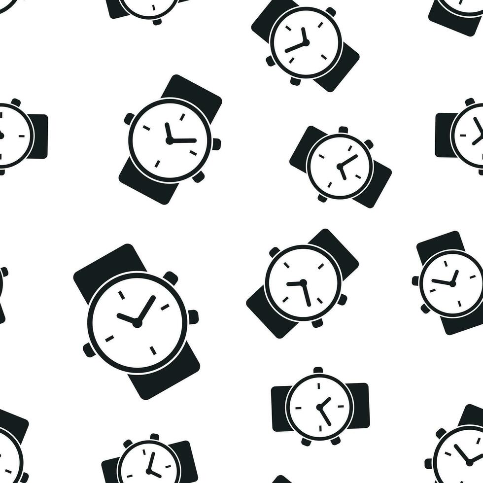 Watch clock seamless pattern background. Business flat vector illustration. Clock sign symbol pattern.