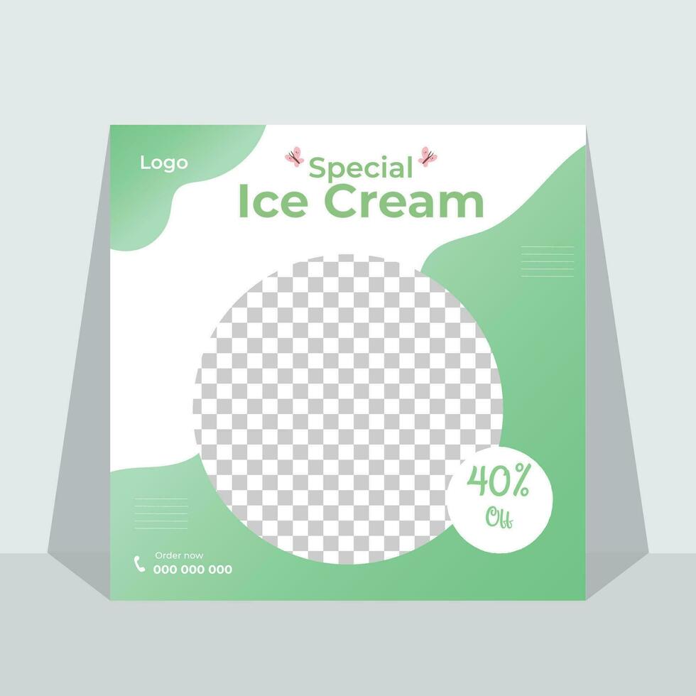 Special ice cream food menu poster design for social media template Pro Vector .