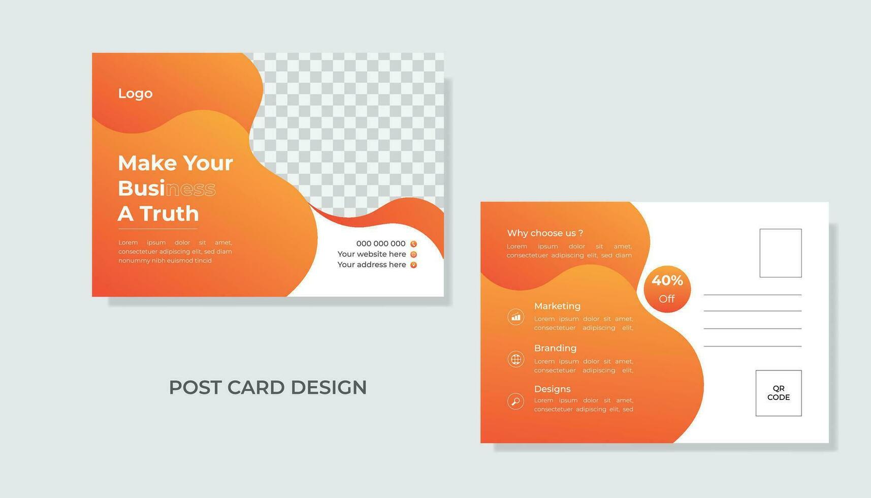 Corporate postcard design template . Pro Vector .