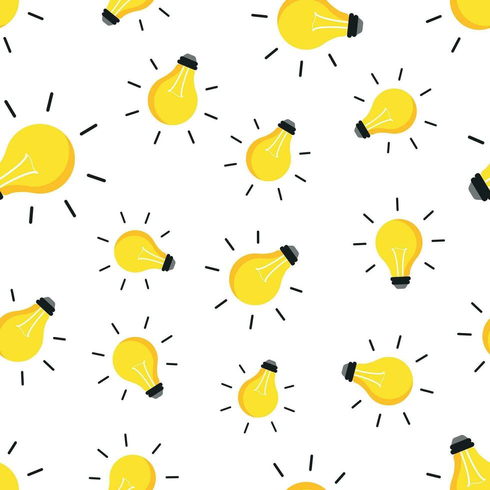 Halogen lightbulb seamless pattern background. Business flat vector illustration. Electricity and idea symbol pattern.