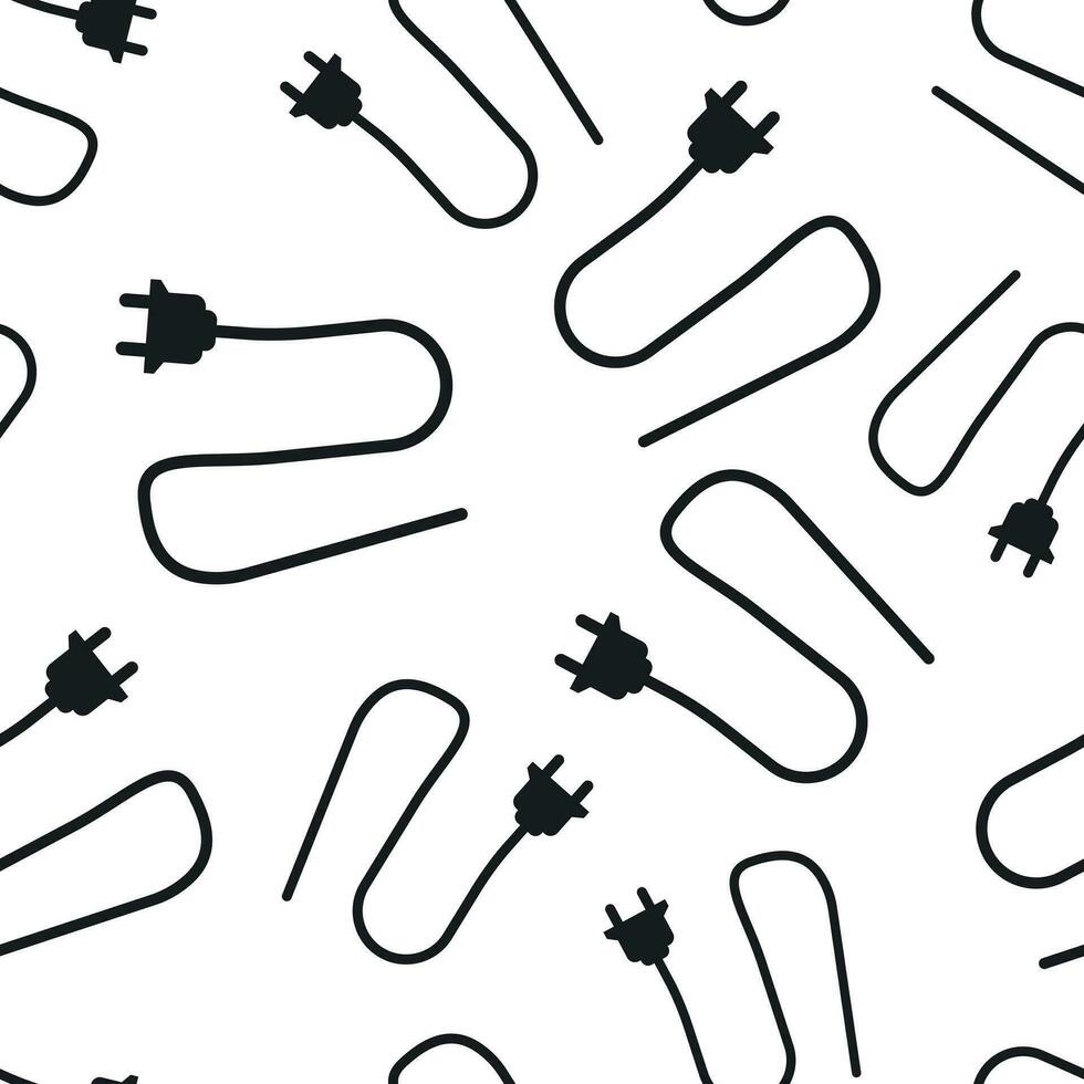 Electric plug seamless pattern background. Business flat vector illustration. Power plug symbol pattern.