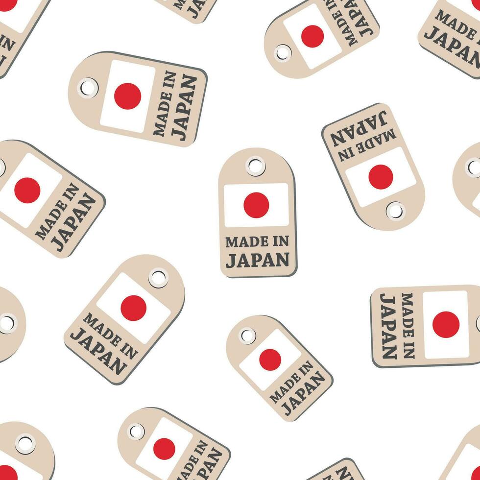 colgar etiqueta hecho en Japón con bandera sin costura modelo antecedentes. negocio plano vector ilustración. fabricado en Japón símbolo modelo.