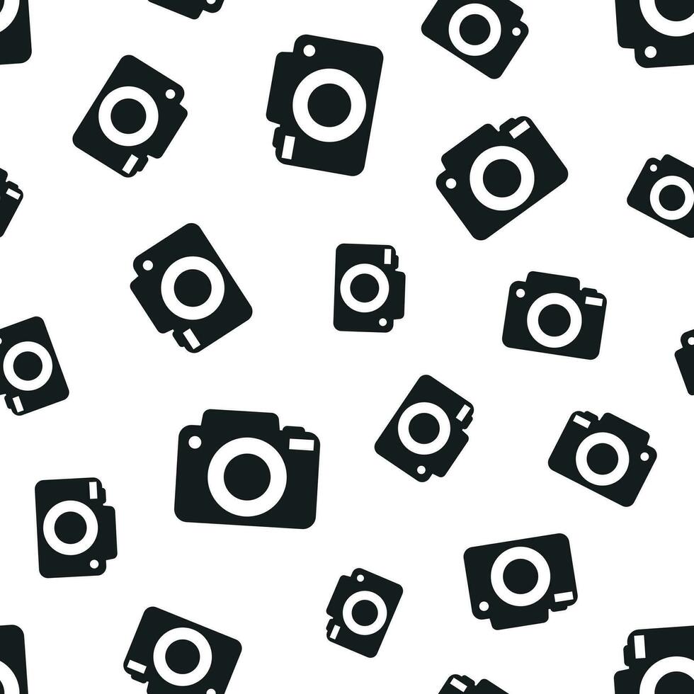 Camera seamless pattern background. Business flat vector illustration. Photocamera symbol pattern.