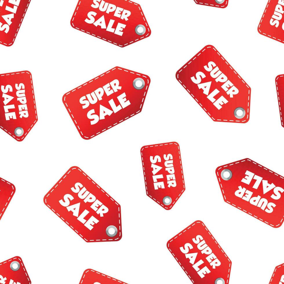 Super sale hang tag seamless pattern background. Business flat vector illustration. Business sale label symbol pattern.