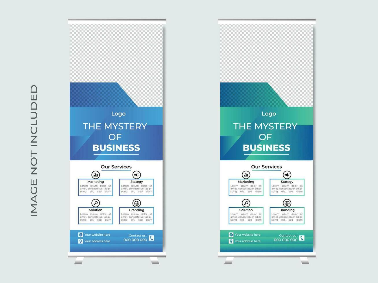 Creative roll up banner design Pro Vector .