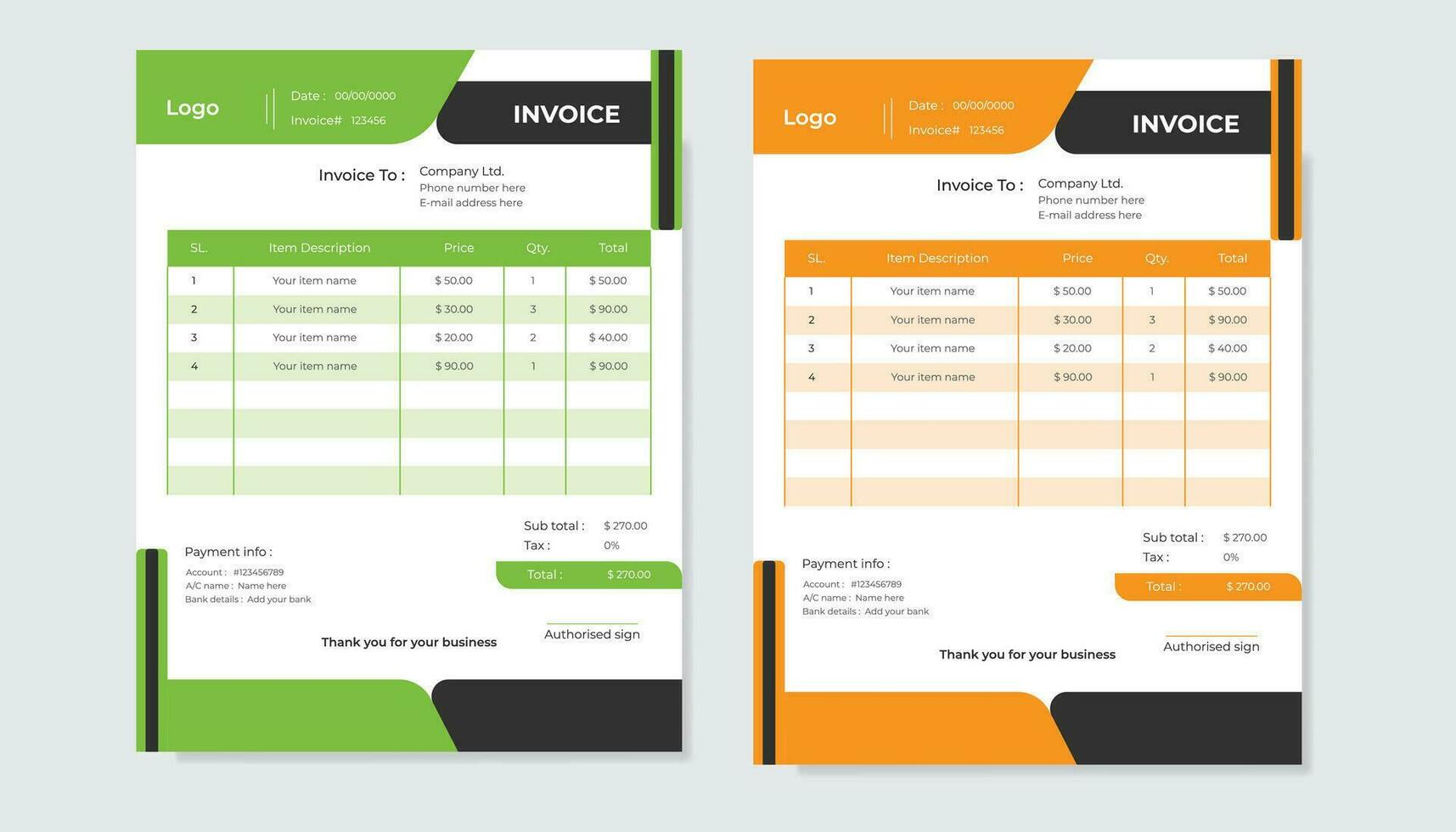 Vector invoice design layout . Pro Vector .