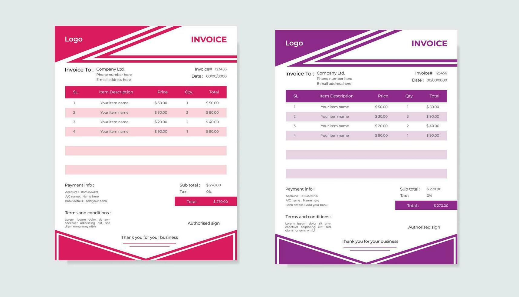 Creative minimal invoice design template . Pro Vector .