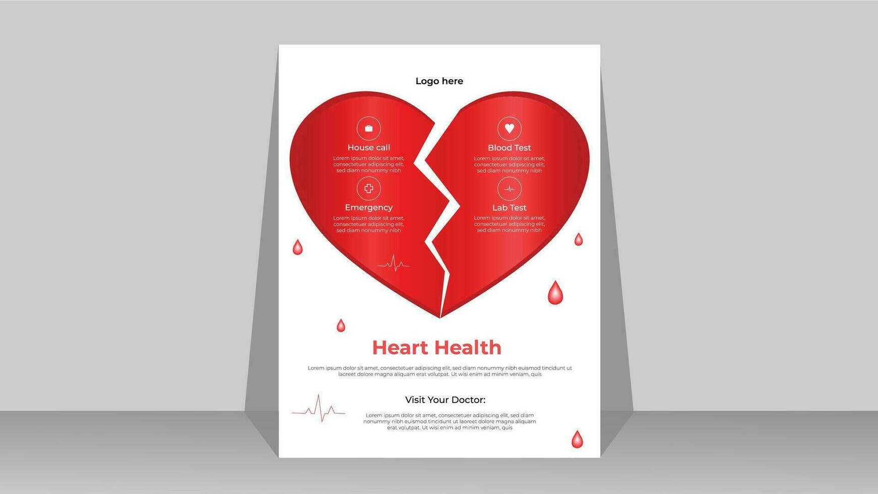 Professional medical flyer design template Pro Vector .