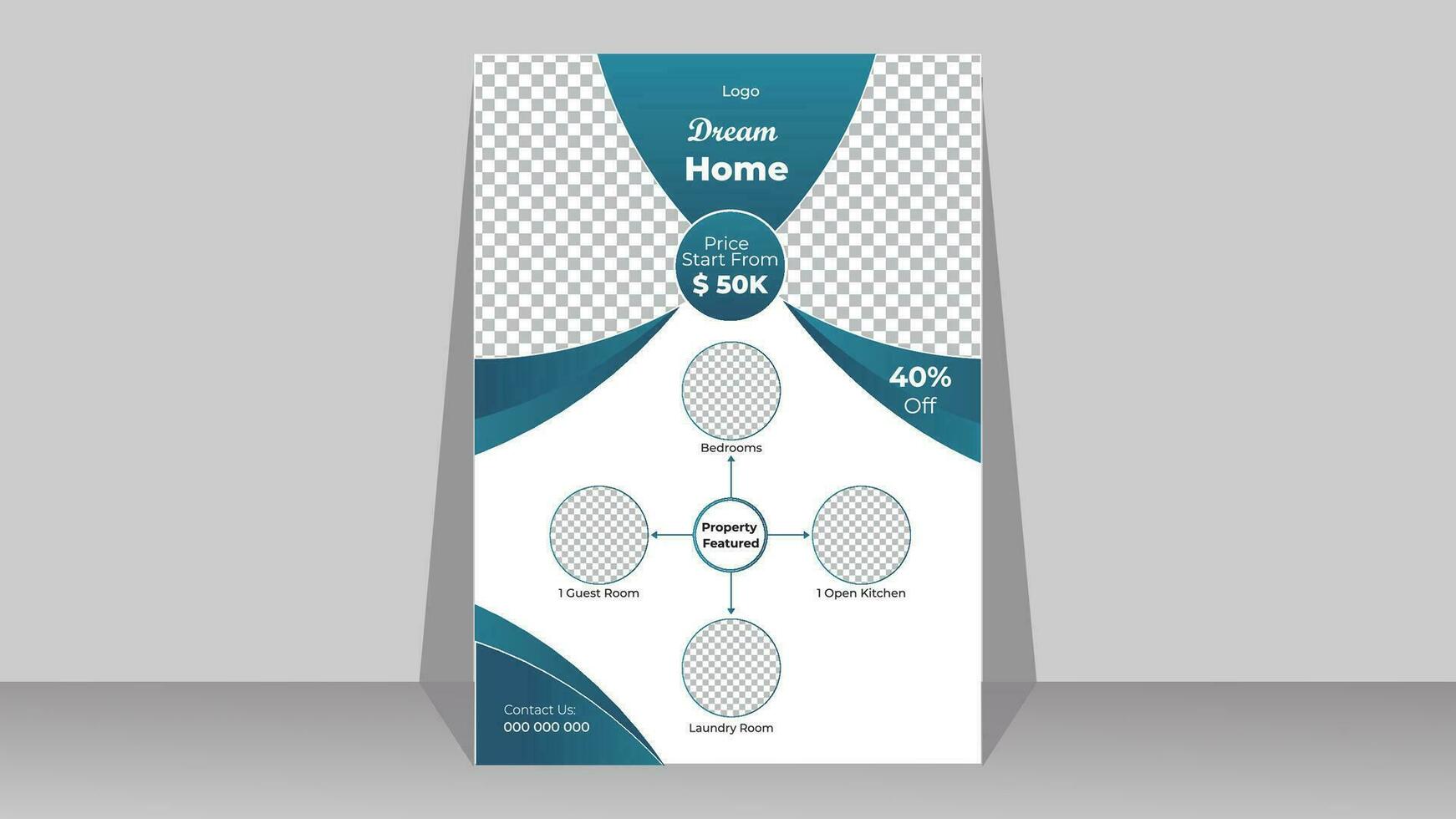 Modern real estate flyer design template Pro Vector .