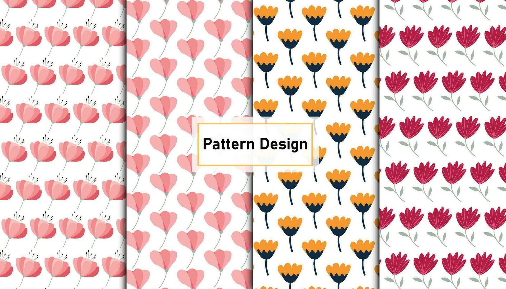 Cute floral flower pattern design set . Pro Vector .
