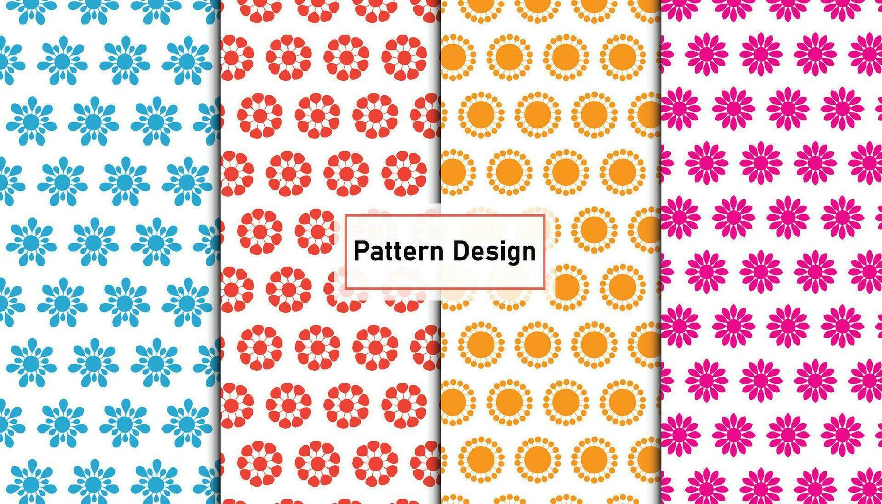 Cute colorful flower pattern design set on background . Pro Vector .