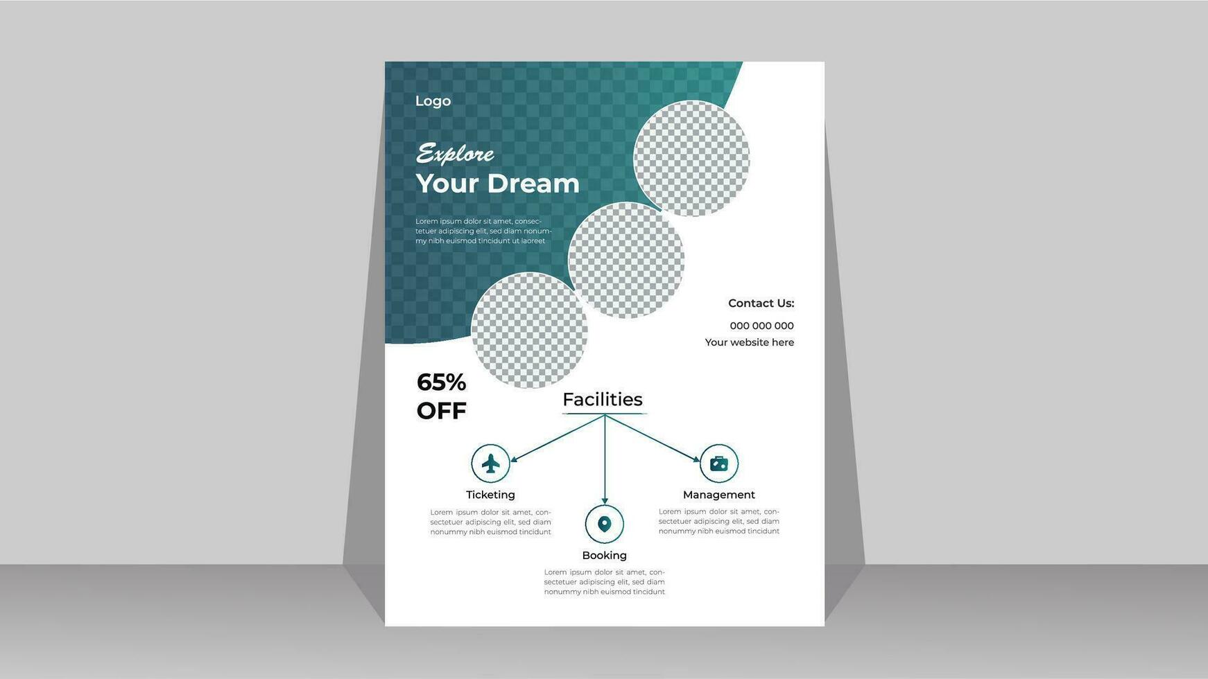 Travel flyer design template pro vector .