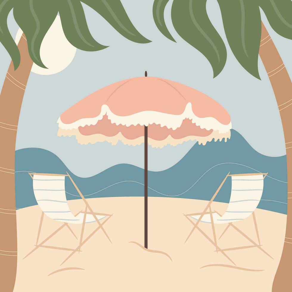 Summer days on the beach, Vector illustration