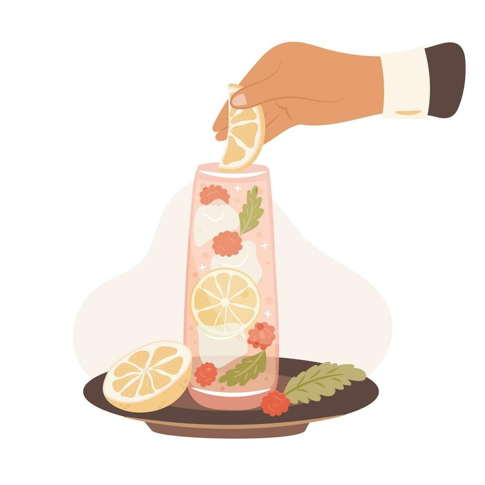 Fresh summer ice lemonade. Vector illustration