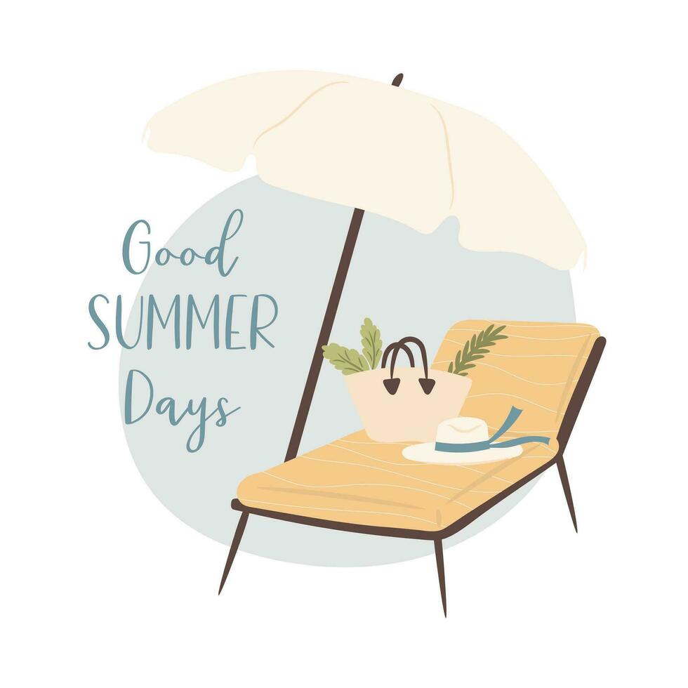 Summer days on the beach, Vector illustration