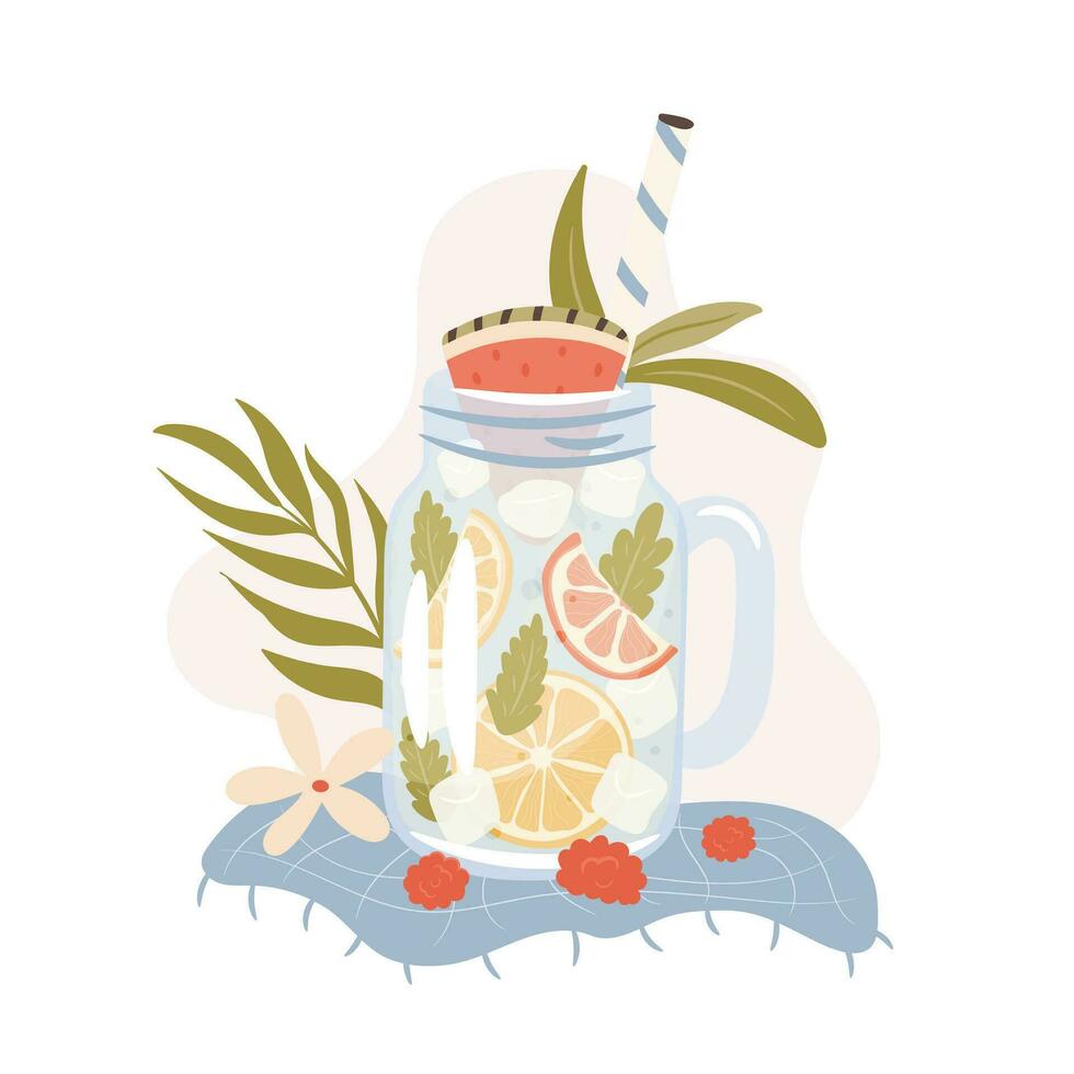 Fresh summer ice lemonade. Vector illustration