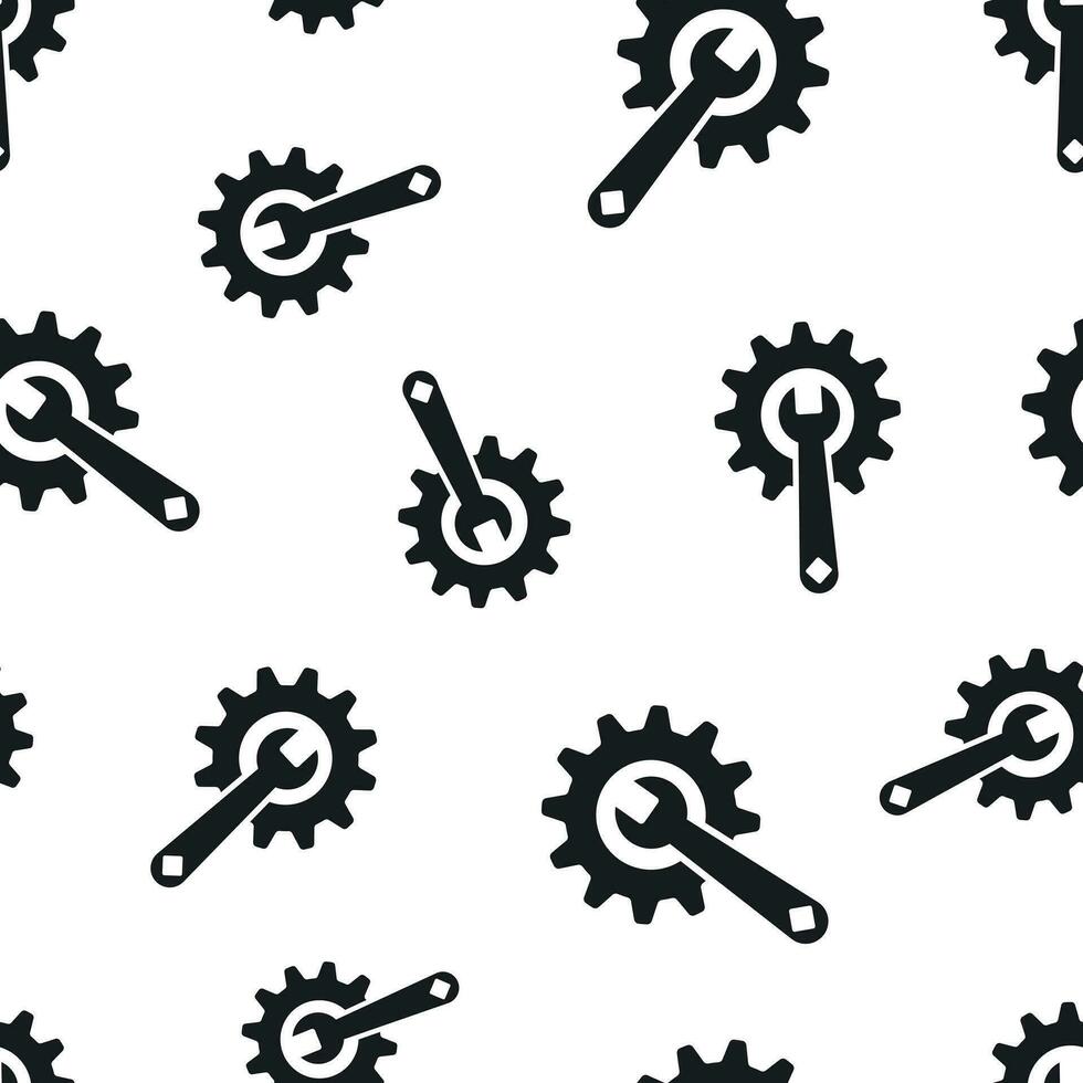 Service tools gear seamless pattern background. Business concept vector illustration. Cogwheel with wrench symbol pattern.