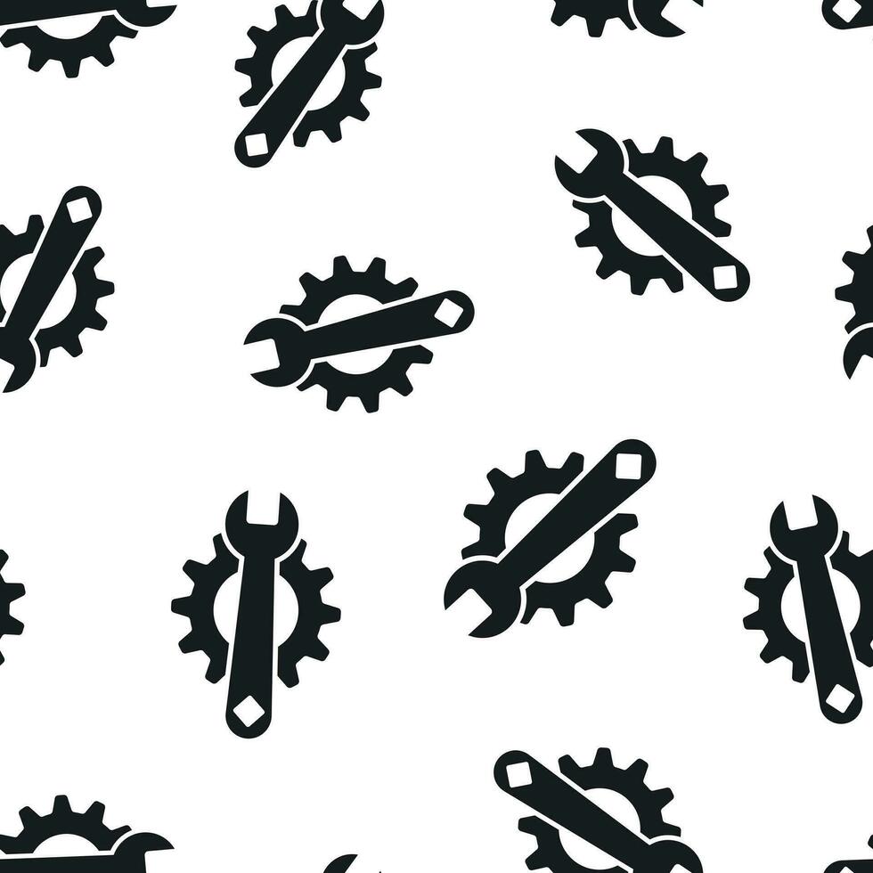 Service tools gear seamless pattern background. Business concept vector illustration. Cogwheel with wrench symbol pattern.