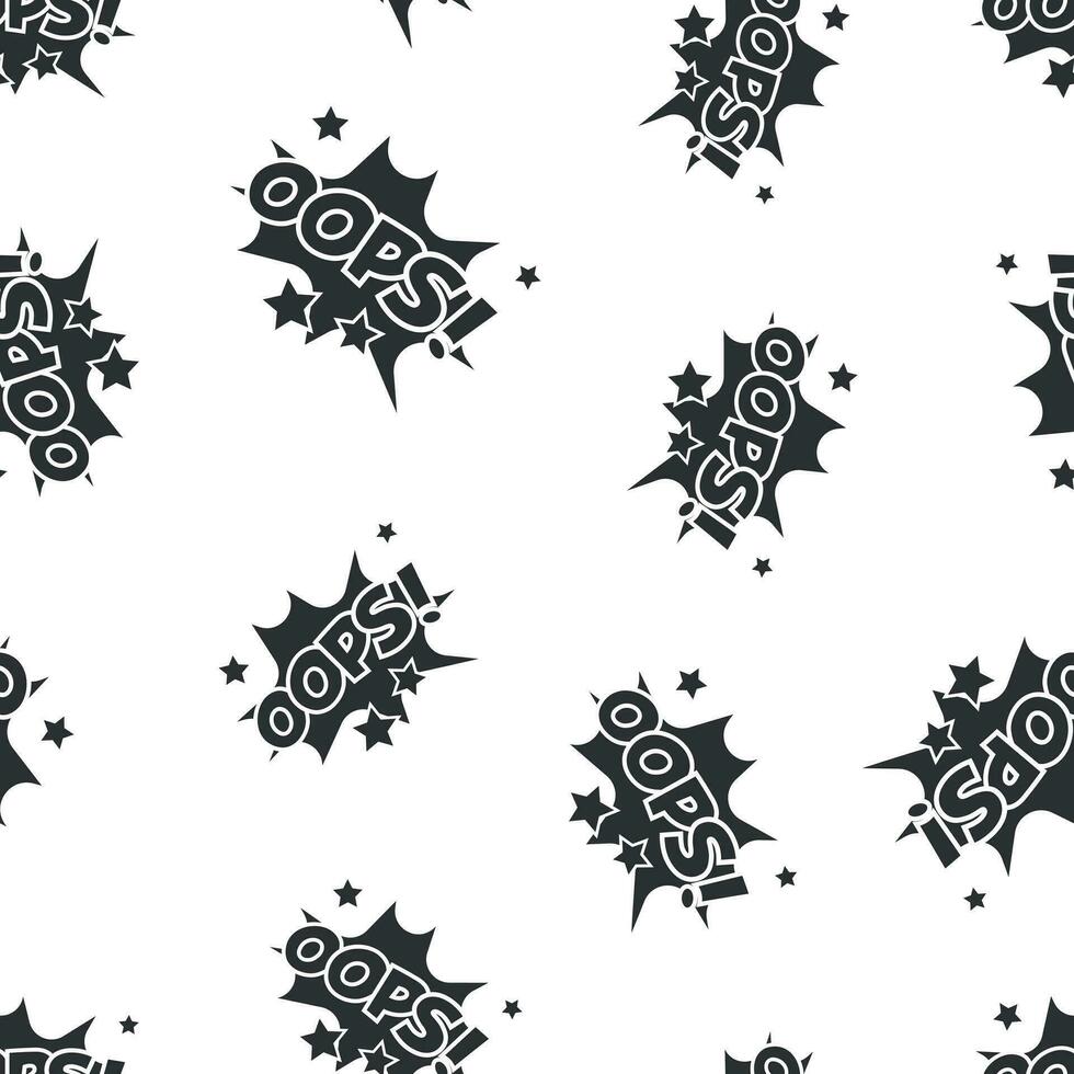 Oops comic sound effects seamless pattern background. Business flat vector illustration. Oops comic cartoon expression sign symbol pattern.