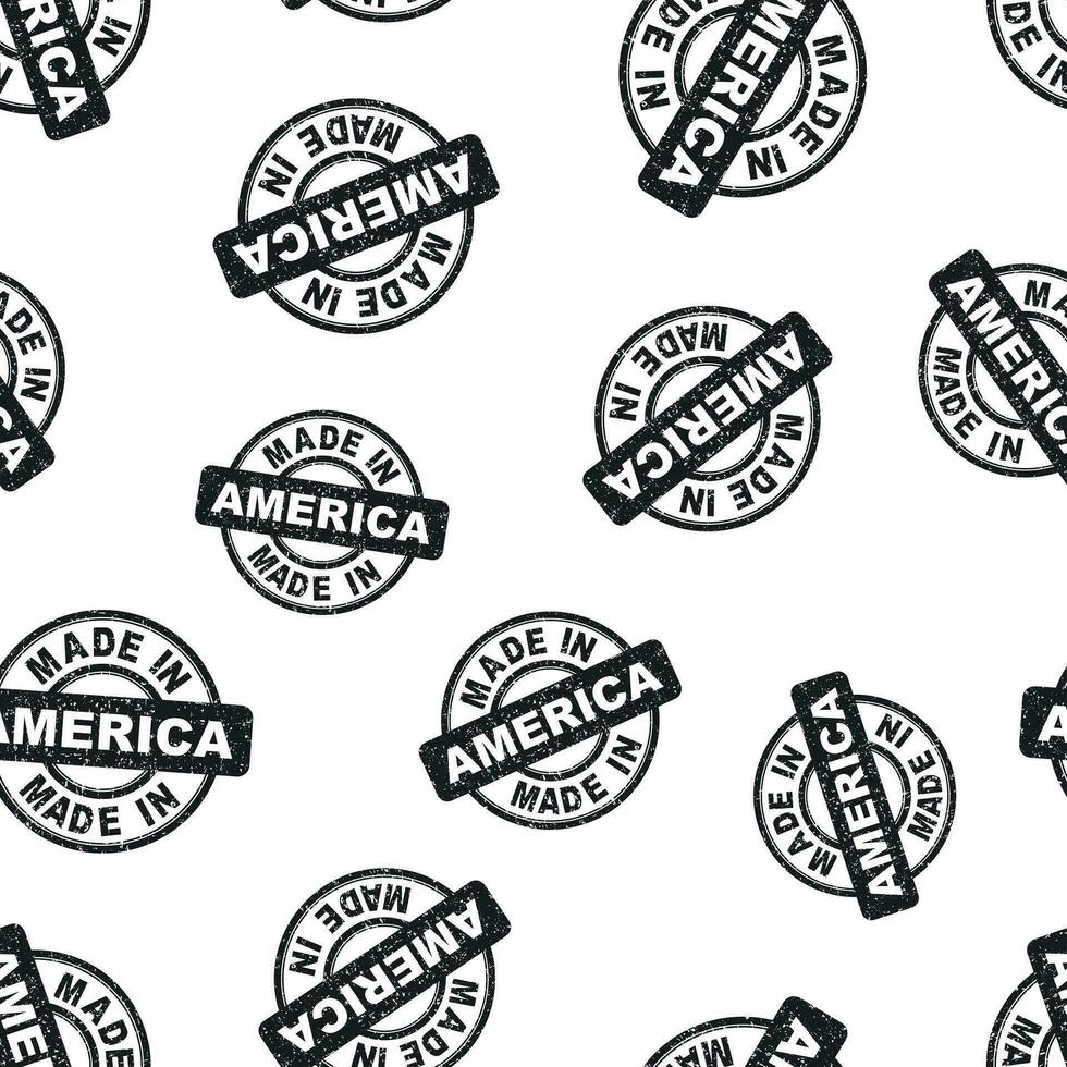 Made in America stamp seamless pattern background. Business flat vector