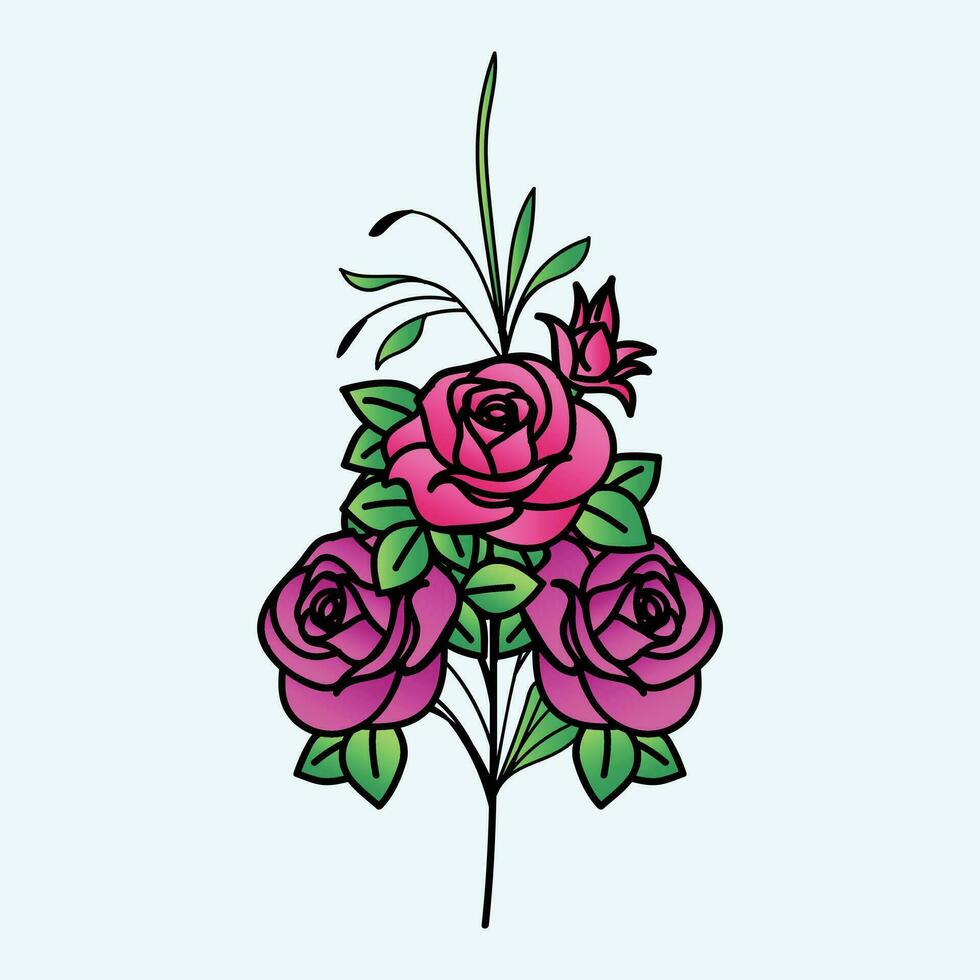 hermosa realista dibujado a mano artístico floral Clásico ramo de flores composición decorativo bosquejo vector