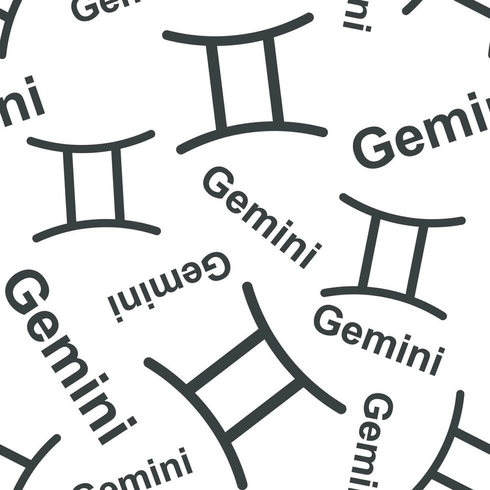 Gemini zodiac sign seamless pattern background. Business flat vector illustration. Gemini astrology sign symbol pattern.